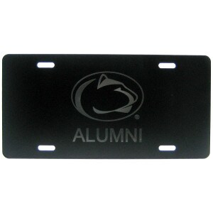 black license plate with Penn State Athletic Logo above Alumni